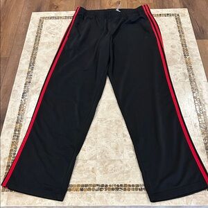 Adidas Black Athletic Jogger Pants with Red Stripes Casual Mens size L